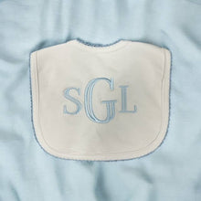 Load image into Gallery viewer, Picot Trim /Bib Newborn, Baby Gift, Embroidery, Monogram