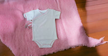Load image into Gallery viewer, Picot Trim /Crossover Onesie Baby Gift, Hospital, Monogram