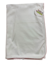 Load image into Gallery viewer, Picot Trim/ Receiving Blanket Baby Gift, Embroidery, Mono
