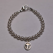 Load image into Gallery viewer, Religious Pearl (Oval Cross) Baby Child Kid Bracelet Jewelry
