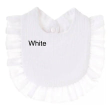 Load image into Gallery viewer, Muslin Ruffle Toddler Bib ($4 ea) Baby Gift, Shower Gift
