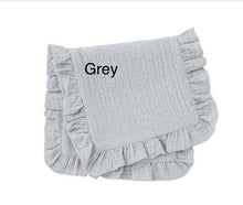 Load image into Gallery viewer, Muslin Ruffle Burp (4$ ea) Baby Gift, Shower Gift, Newborn
