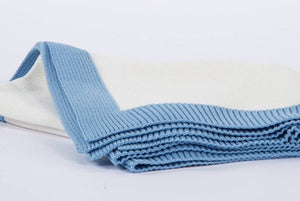 Cotton Knitted Blanket with Ribbed Edges