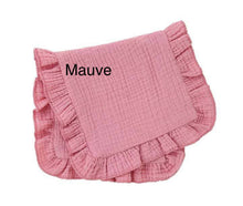 Load image into Gallery viewer, Muslin Ruffle Blanket, Bib, Burp
