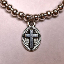 Load image into Gallery viewer, Sterling Silver (Oval Cross) Baby Child Kid Bracelet
