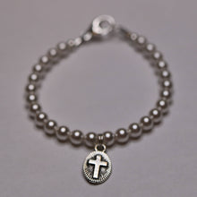 Load image into Gallery viewer, Religious Pearl (Oval Cross) Baby Child Kid Bracelet Jewelry
