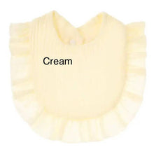 Load image into Gallery viewer, Muslin Ruffle Toddler Bib ($4 ea) Baby Gift, Shower Gift

